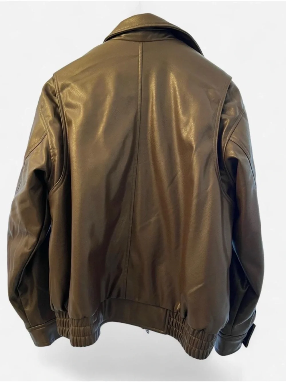 H&M Women's Dark Brown Faux Leather Bomber Jacket - Picture 3 of 6